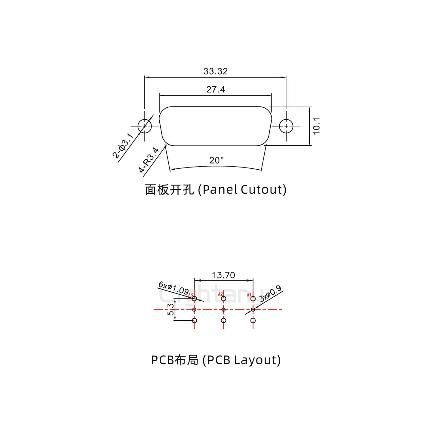 防水3V3母直插板/锁螺丝/射频同轴50欧姆