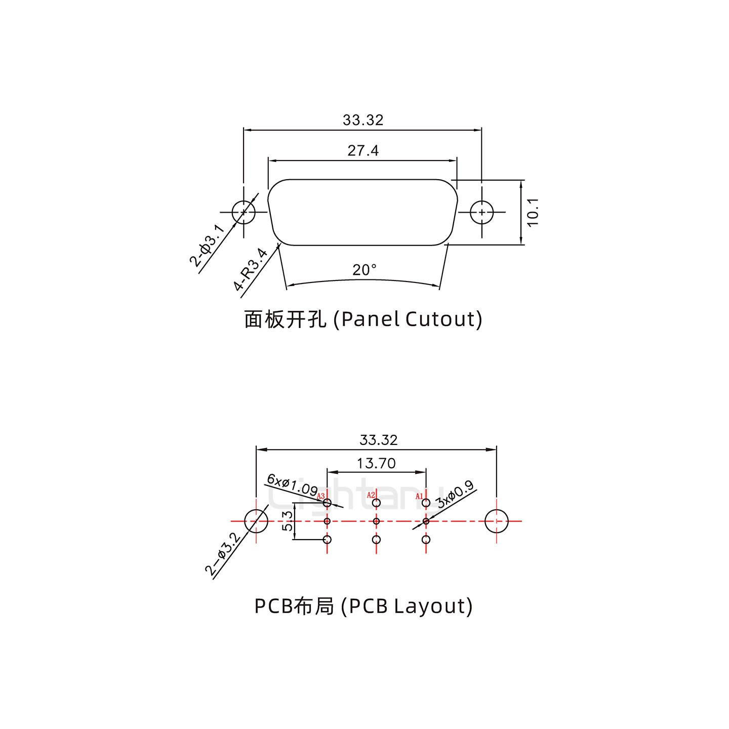 防水3W3母直插板/铆鱼叉/锁螺丝/射频同轴50欧姆