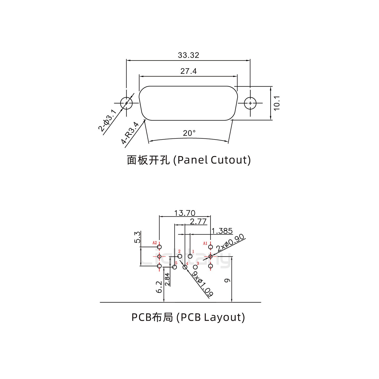 防水7W2母弯插板/锁螺丝/射频同轴50欧姆