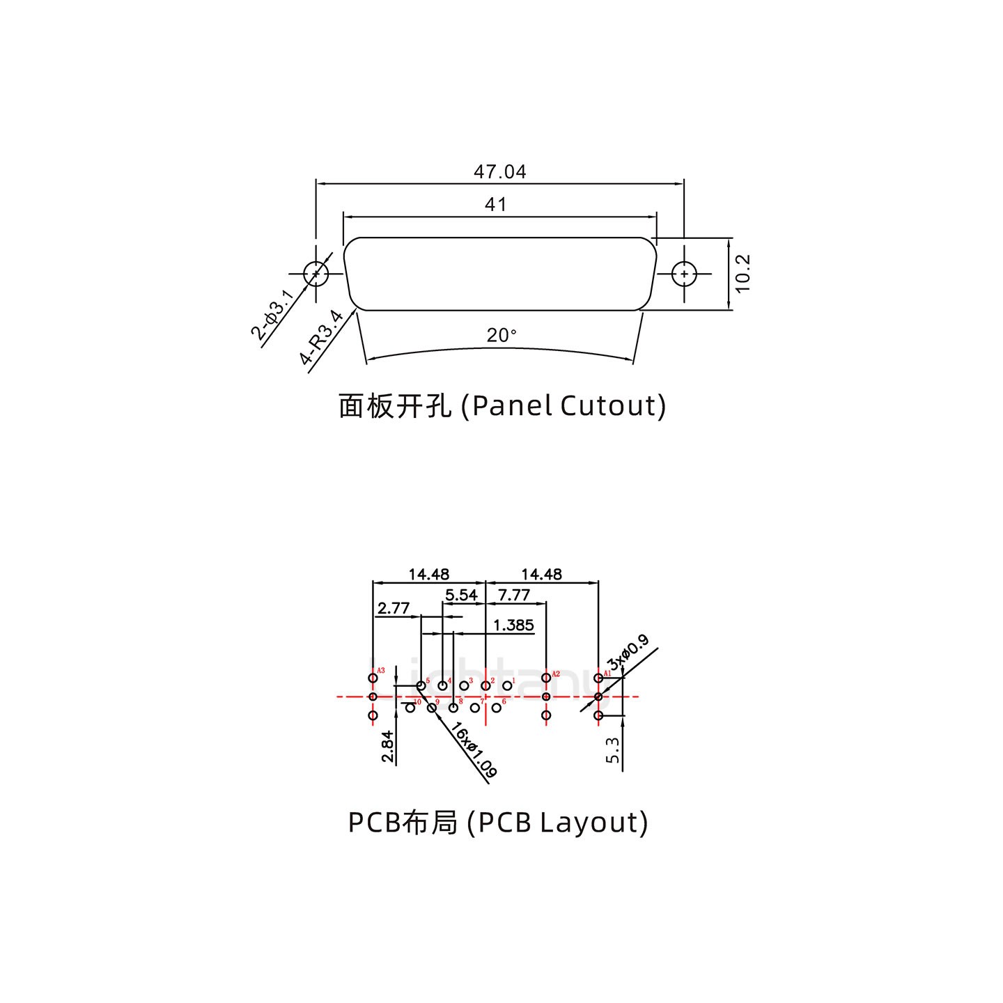 防水13W3母直插板/锁螺丝/射频同轴50欧姆