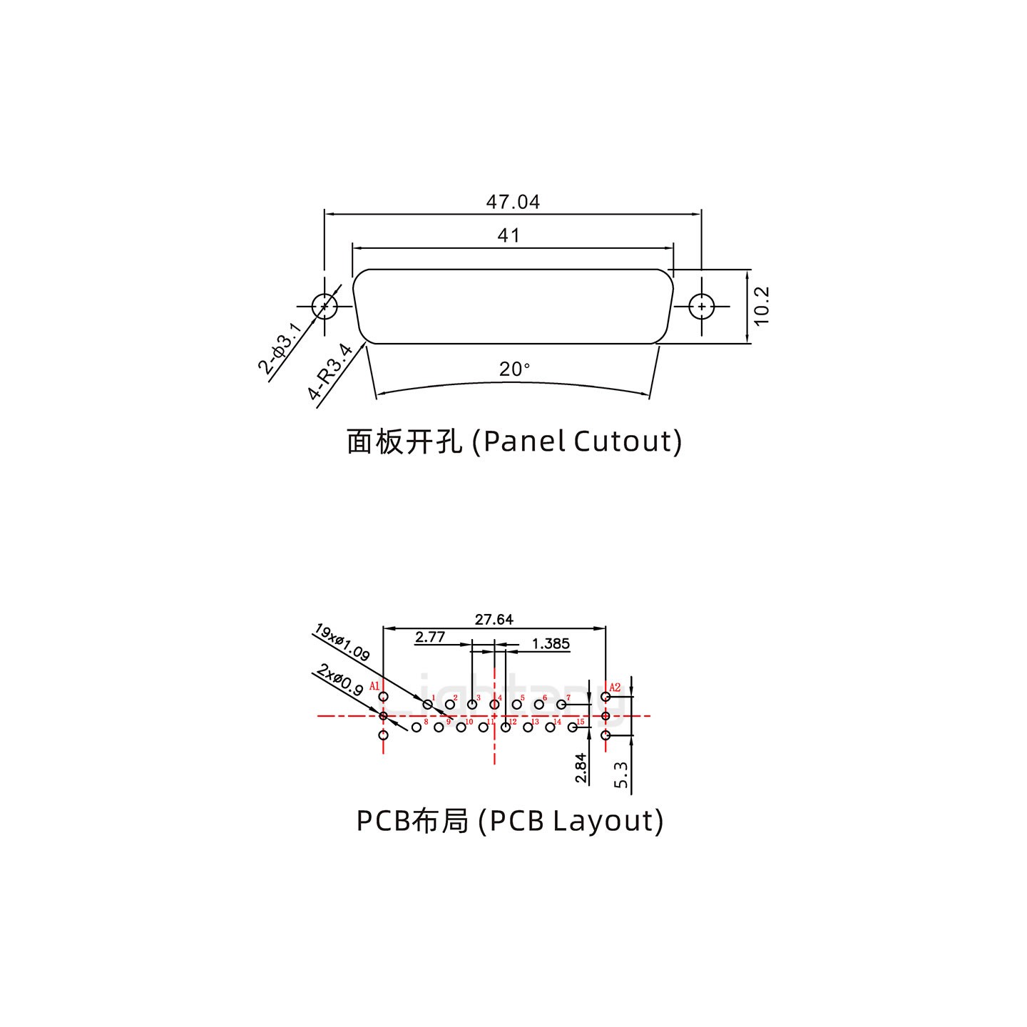 防水17W2公直插板/锁螺丝/射频同轴50欧姆