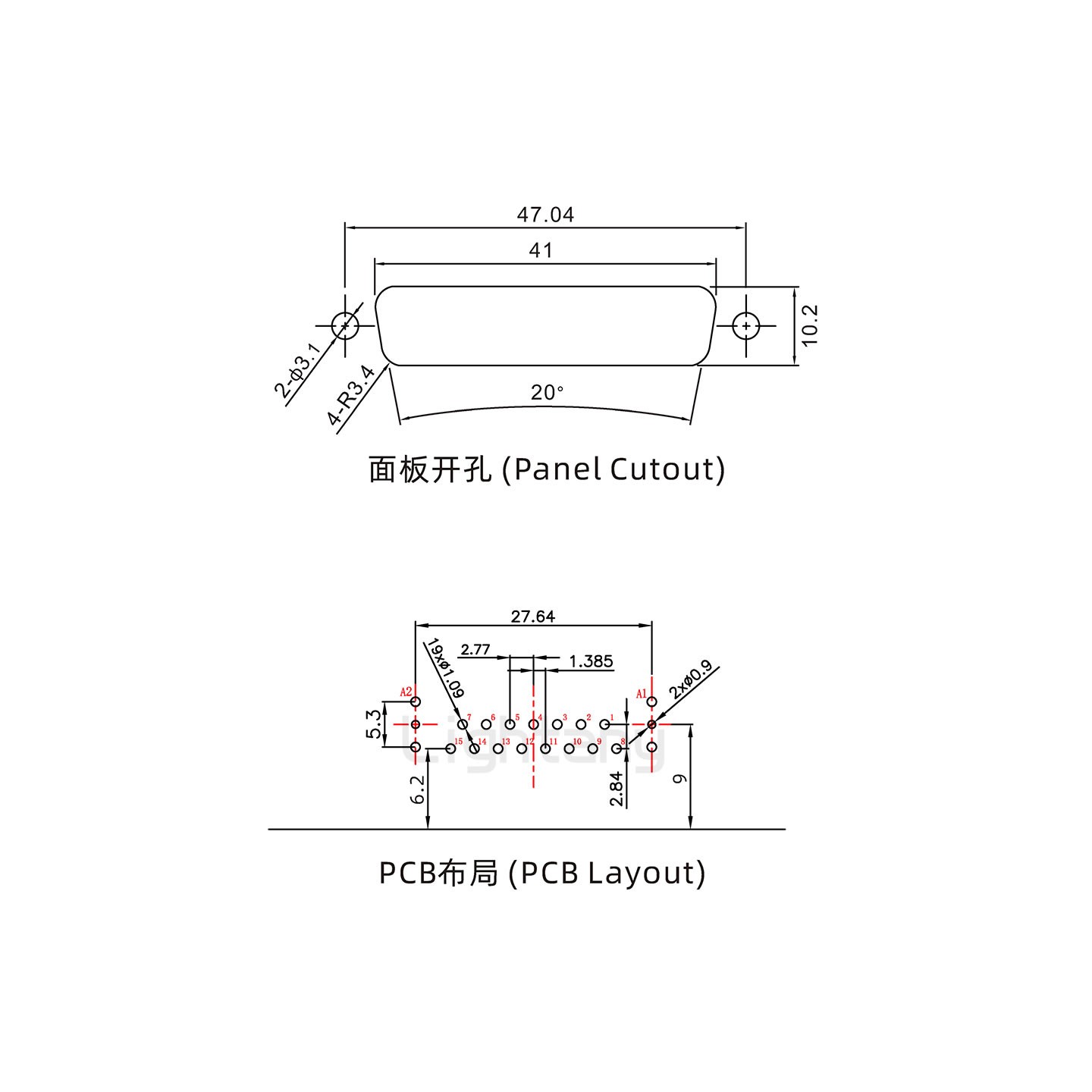 防水17W2母弯插板/锁螺丝/射频同轴50欧姆