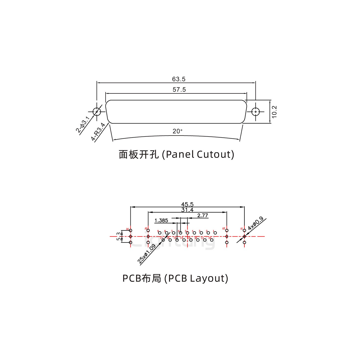 防水21W4母直插板/锁螺丝/射频同轴50欧姆