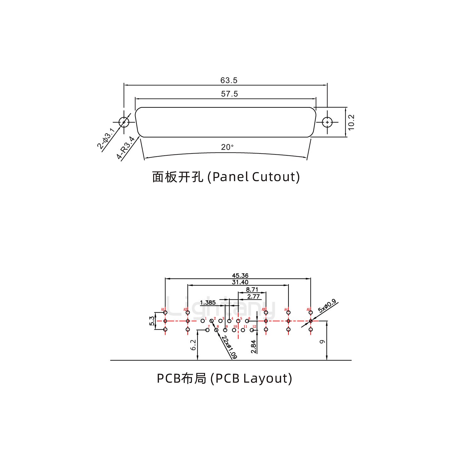 防水17W5公弯插板/锁螺丝/射频同轴50欧姆