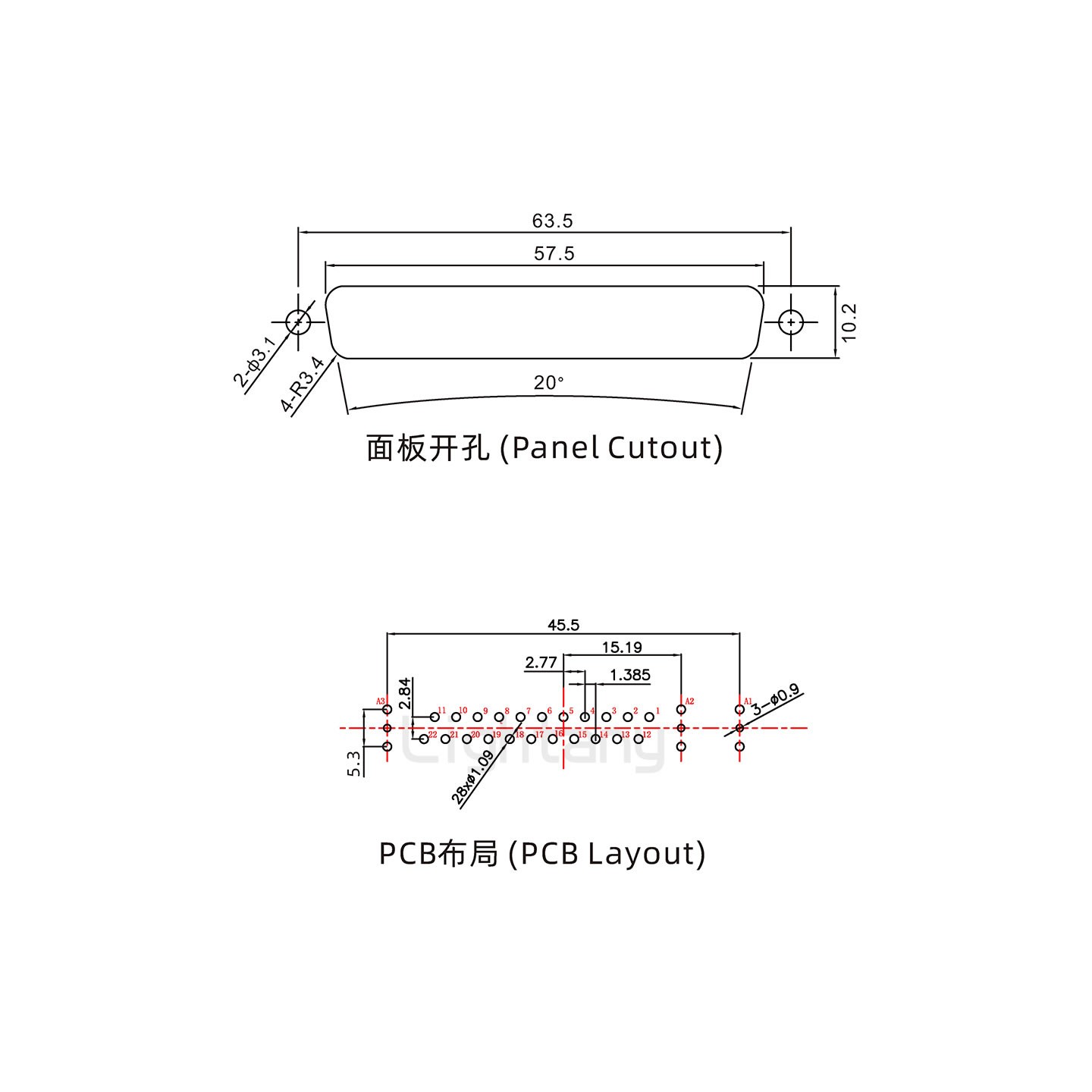 防水25W3母直插板/锁螺丝/射频同轴50欧姆