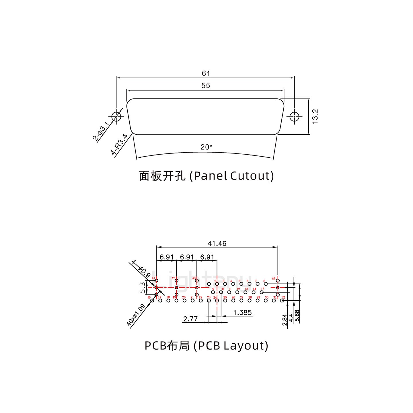 防水36W4公直插板/锁螺丝/射频同轴50欧姆