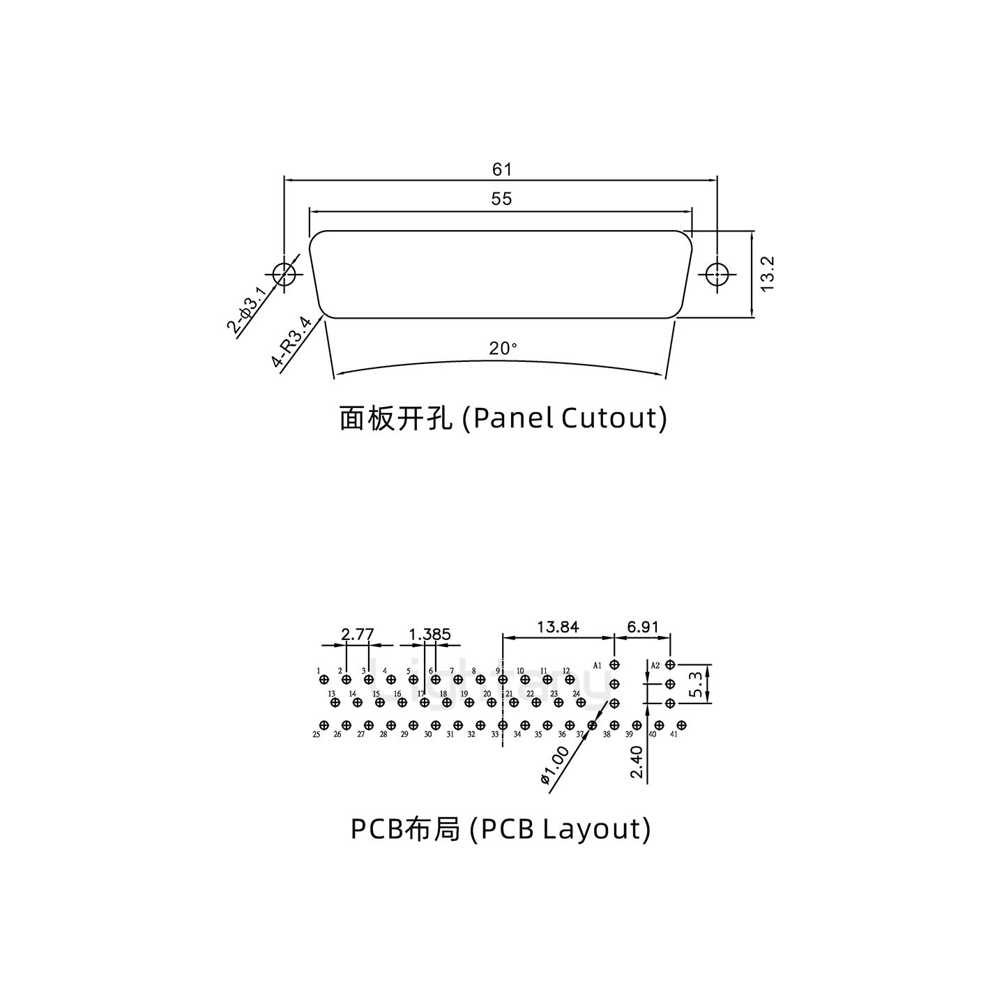 防水43W2公直插板/锁螺丝/射频同轴50欧姆