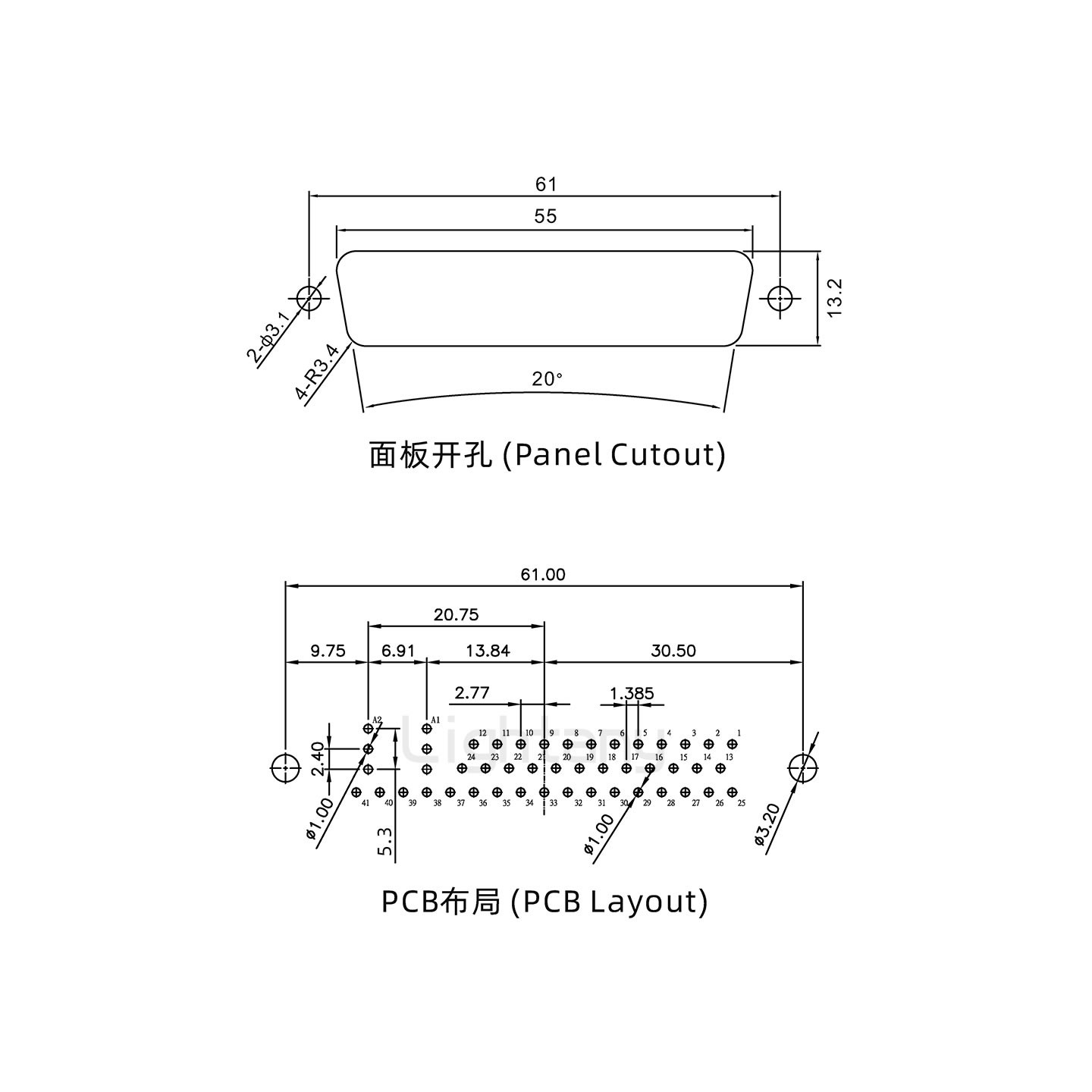 防水43W2母直插板/铆鱼叉/锁螺丝/射频同轴50欧姆