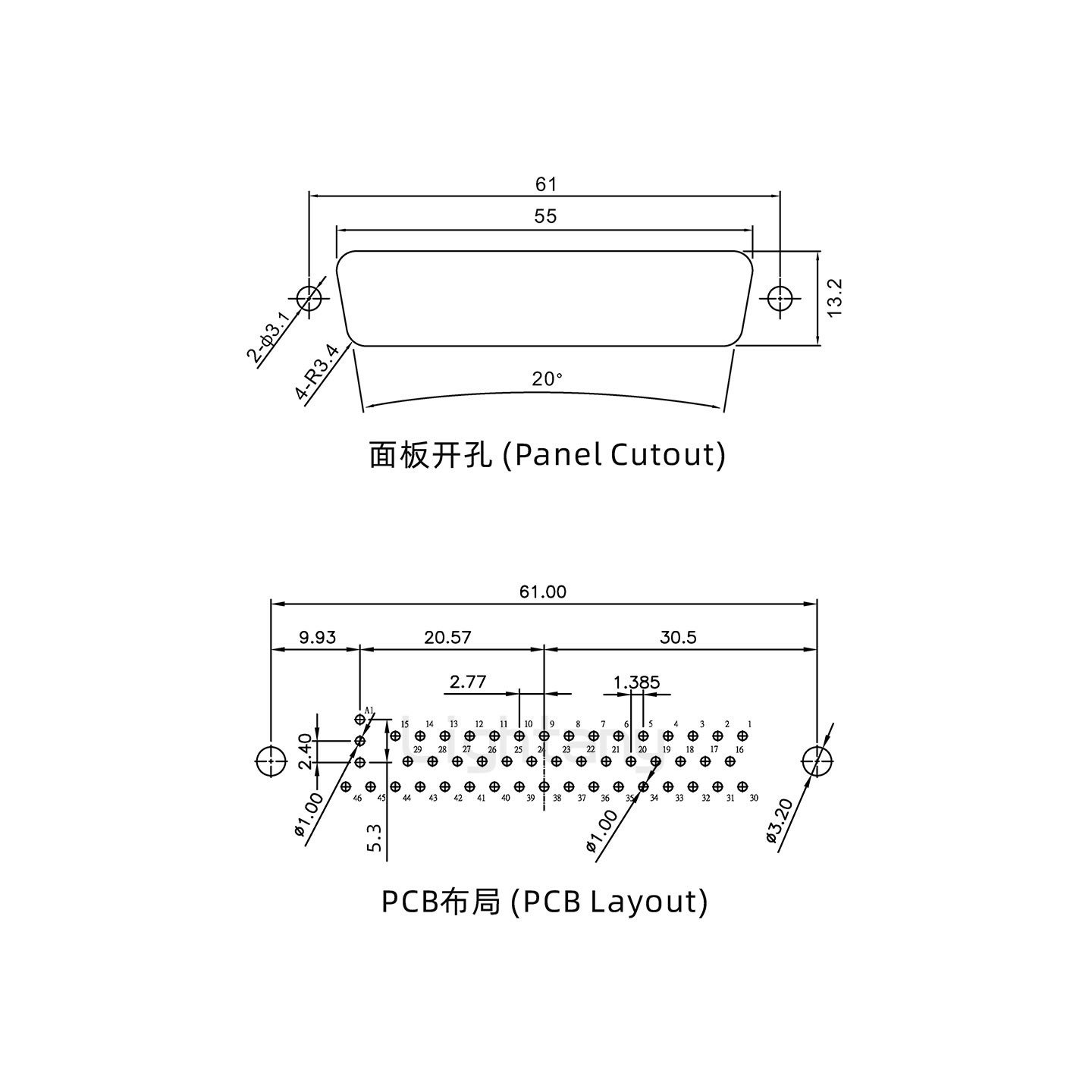 防水47W1母直插板/铆鱼叉/锁螺丝/射频同轴50欧姆