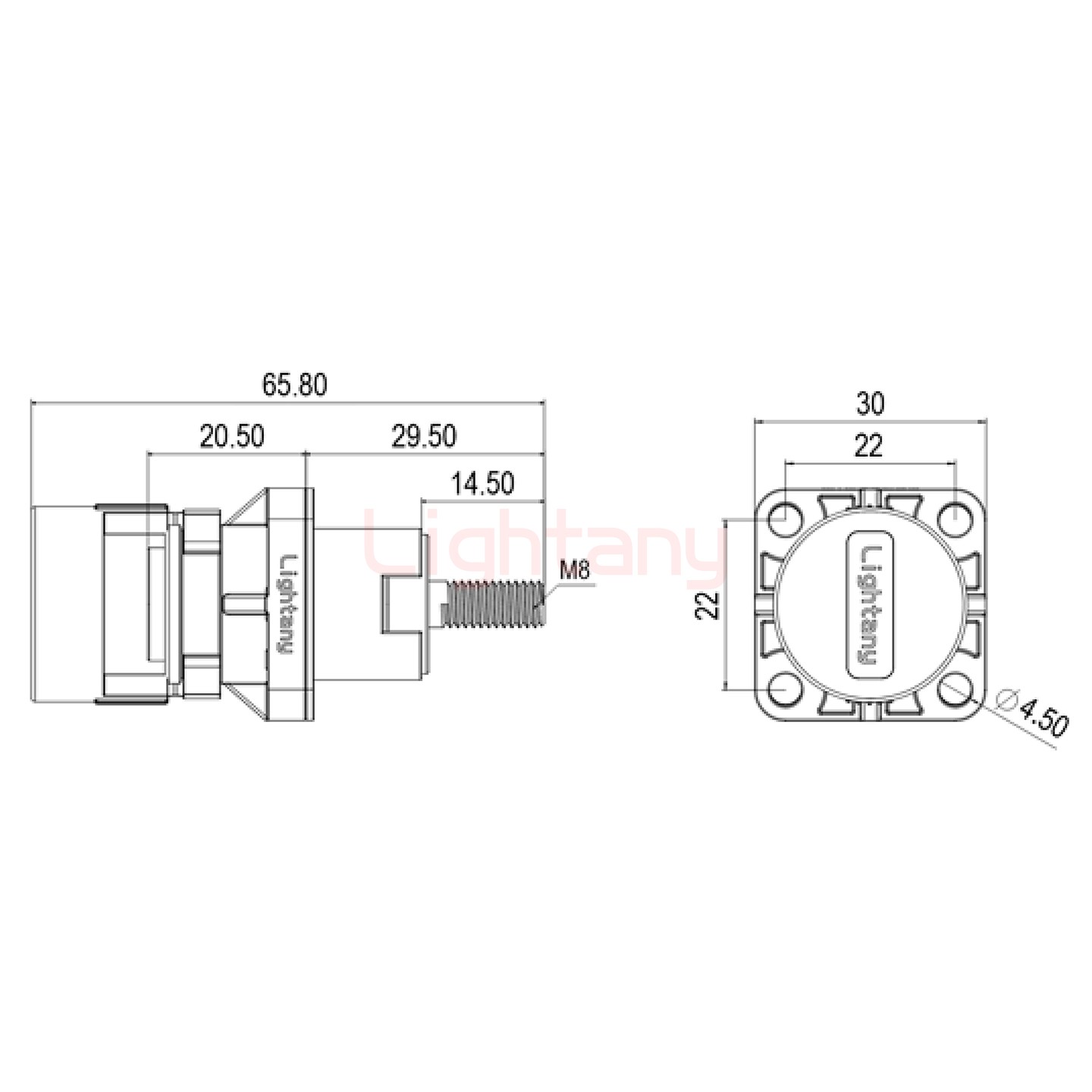 LTC1020SO-M1RL外螺纹穿墙插座 100/150/200A 红色