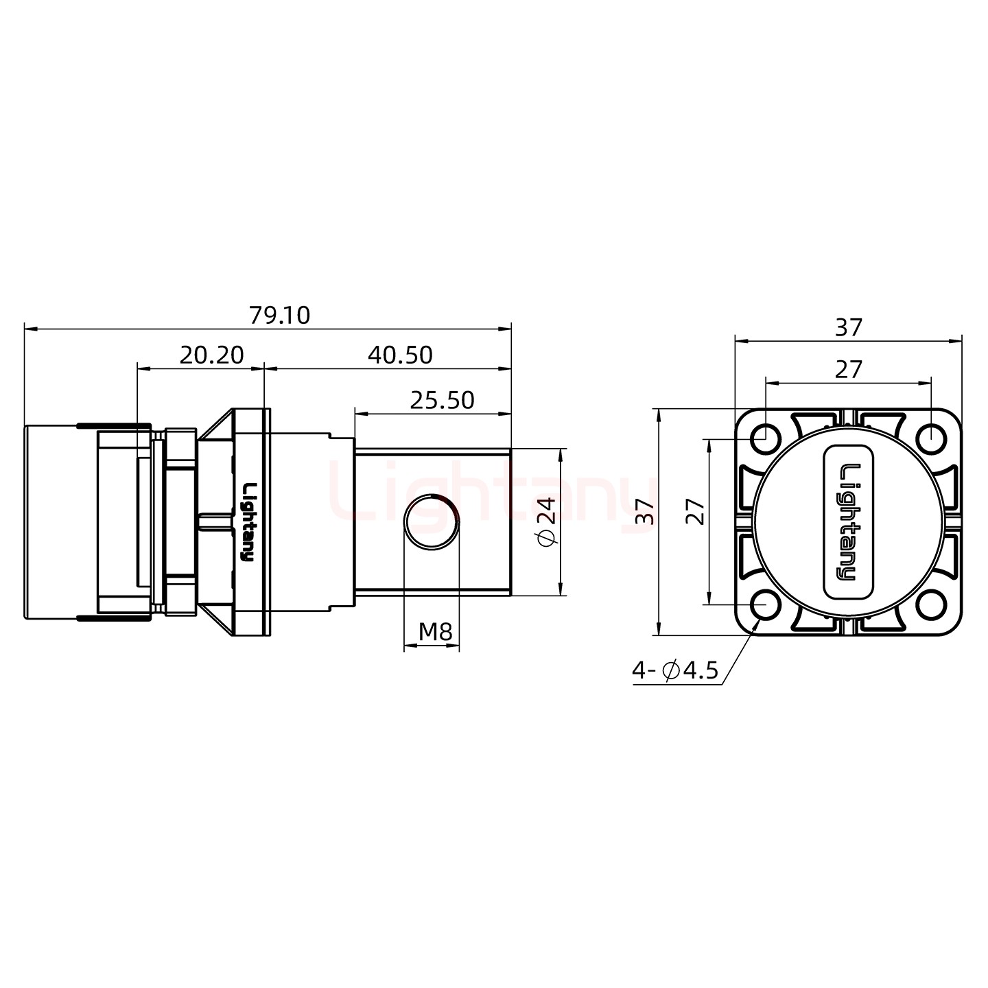 LTC2540BS-M1RL铜排螺纹穿墙插座 250/300/350/400A 红色