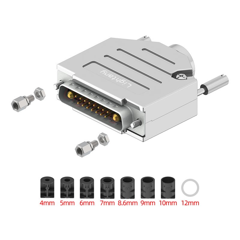 17W2公短体焊线10A+25P金属外壳1015弯出线4~12mm