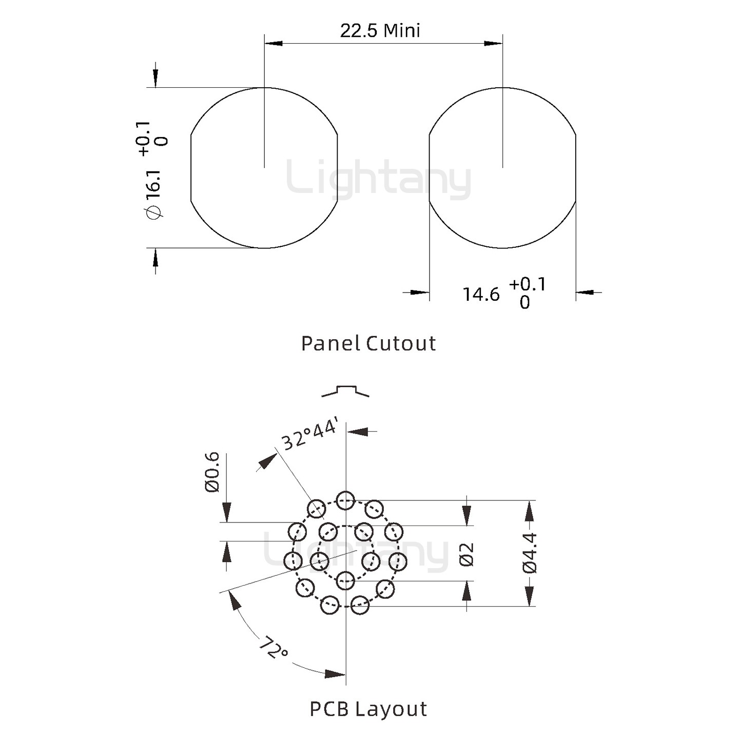 EEG.1K.016.CLN推拉自锁前螺母插座 PCB直插板