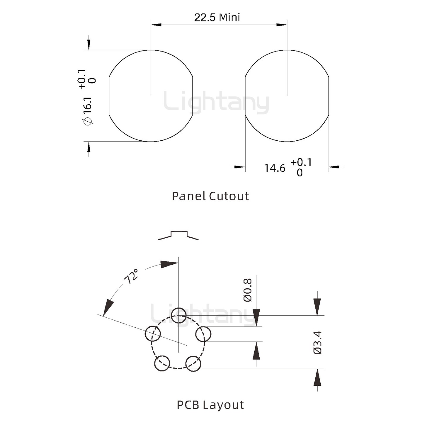 EEG.1K.005.CLN推拉自锁前螺母插座 PCB直插板