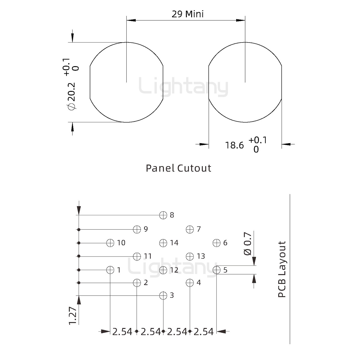 EEG.2K.014.CLV推拉自锁前螺母插座 PCB弯插板