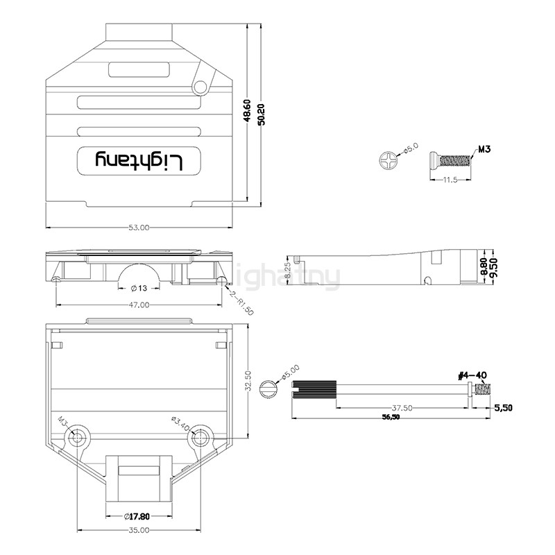 1657-25P-D-SUB金属外壳-直出线13mm
