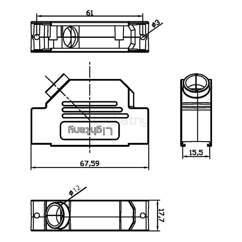 1746-50P-D-SUB金属外壳-斜出线4~12mm